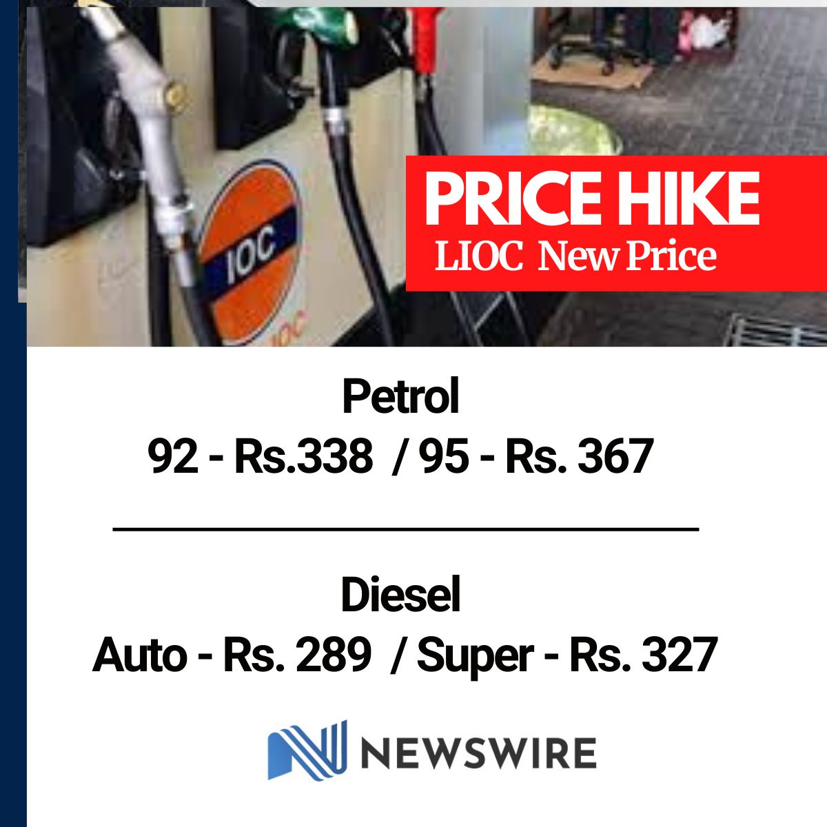 Lanka IOC increases Petrol & Diesel prices again  NewsWire