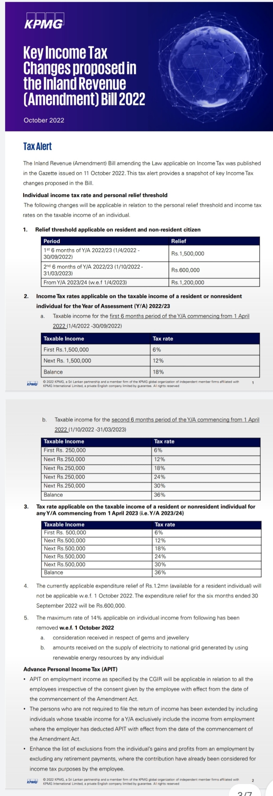 Key Tax changes proposed Summary by KPMG Newswire