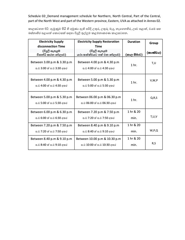 Power cut schedule for 14th, 15th & 16th January Newswire