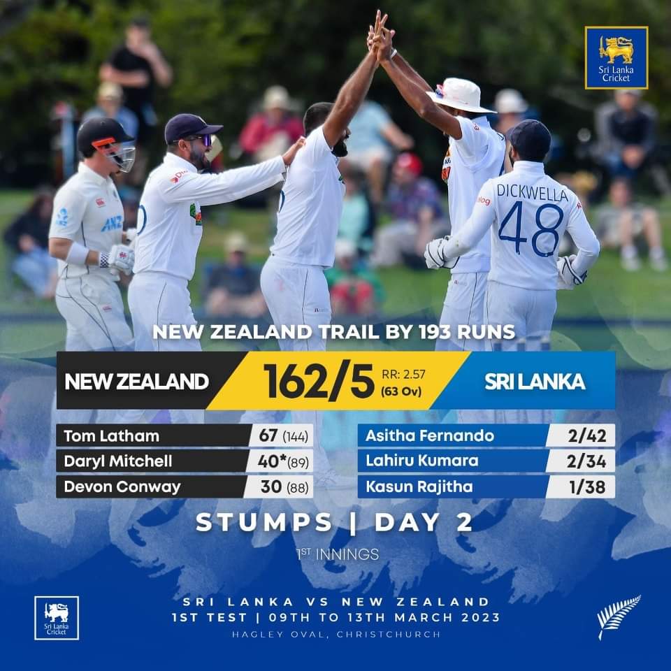 SL Vs NZ first Test Sri Lanka ahead at the end of Day 2