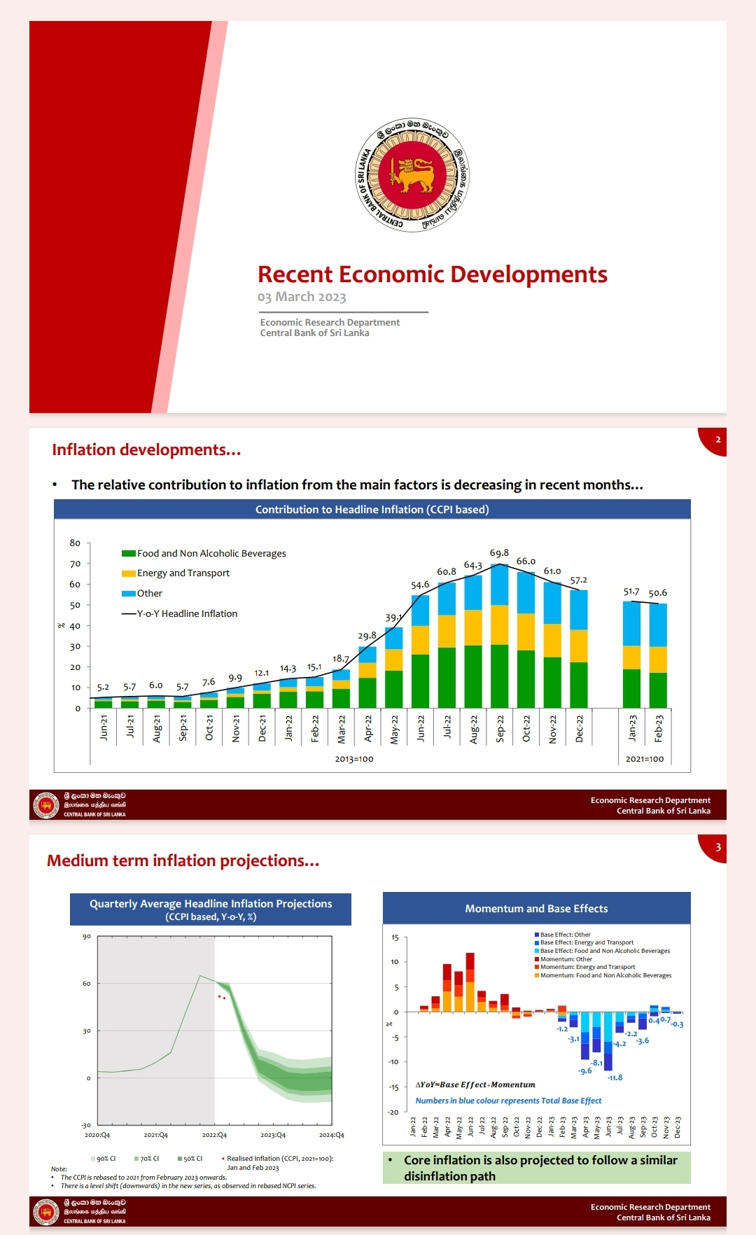 Recent economic developments Presentation from CBSL Newswire