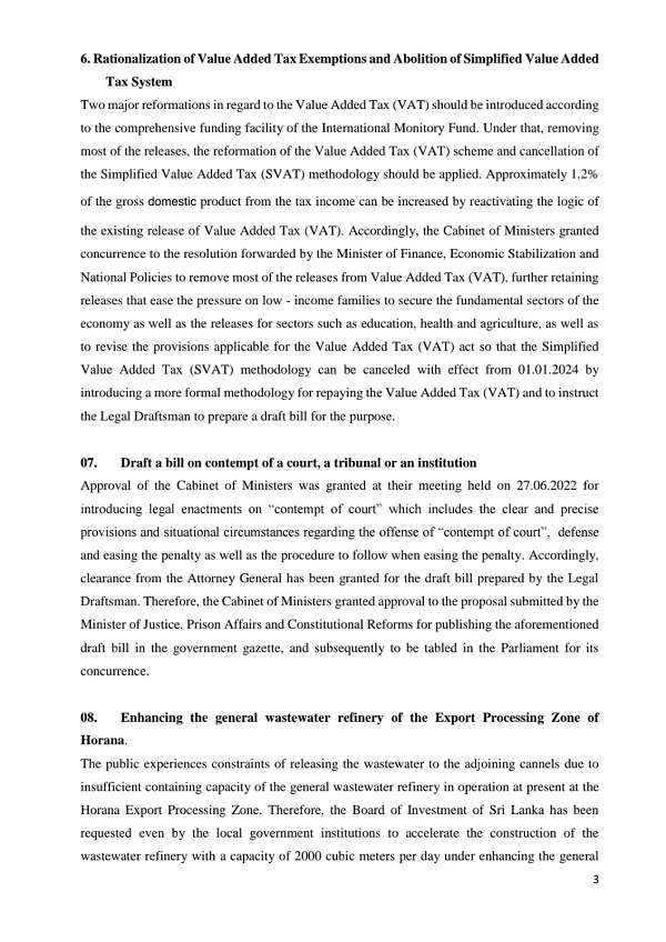 Details of 10 decisions taken this week Newswire