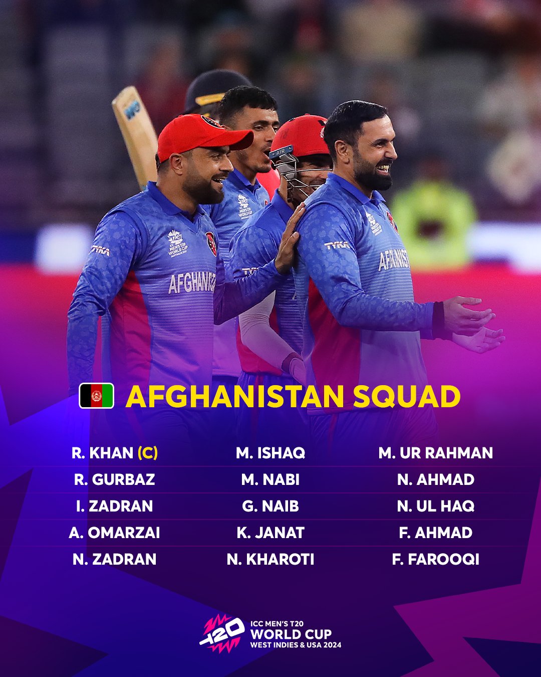T20 World Cup 2024 : Afghanistan squad named