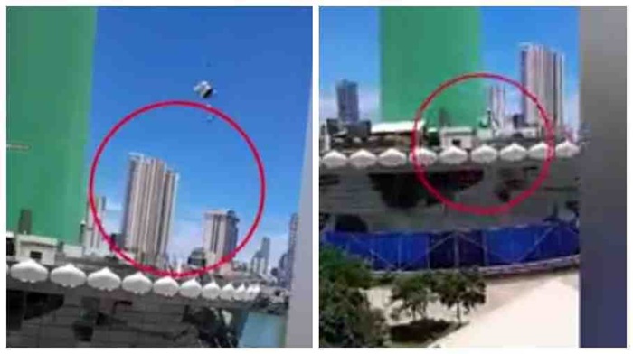 Watch : Foreigner injured while base jumping off Colombo Lotus Tower