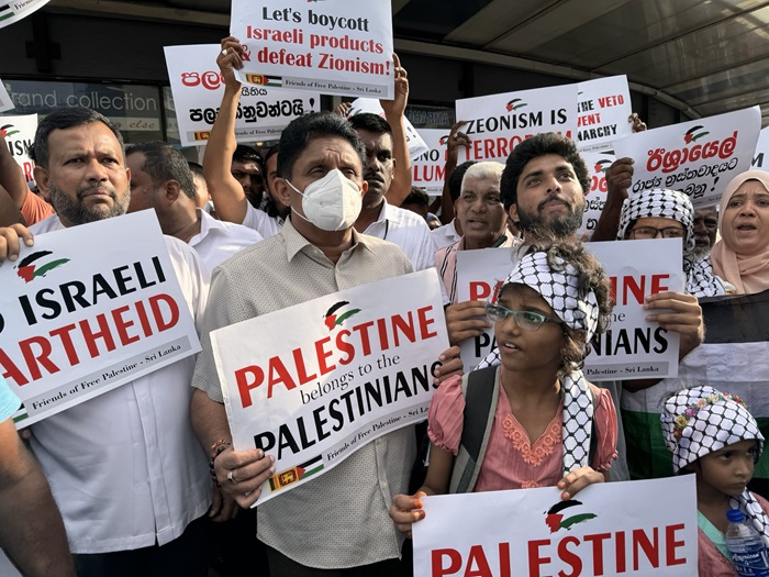 Opp Leader Sajith Premadasa attends “Stop Genocide in Gaza” protest in Colombo