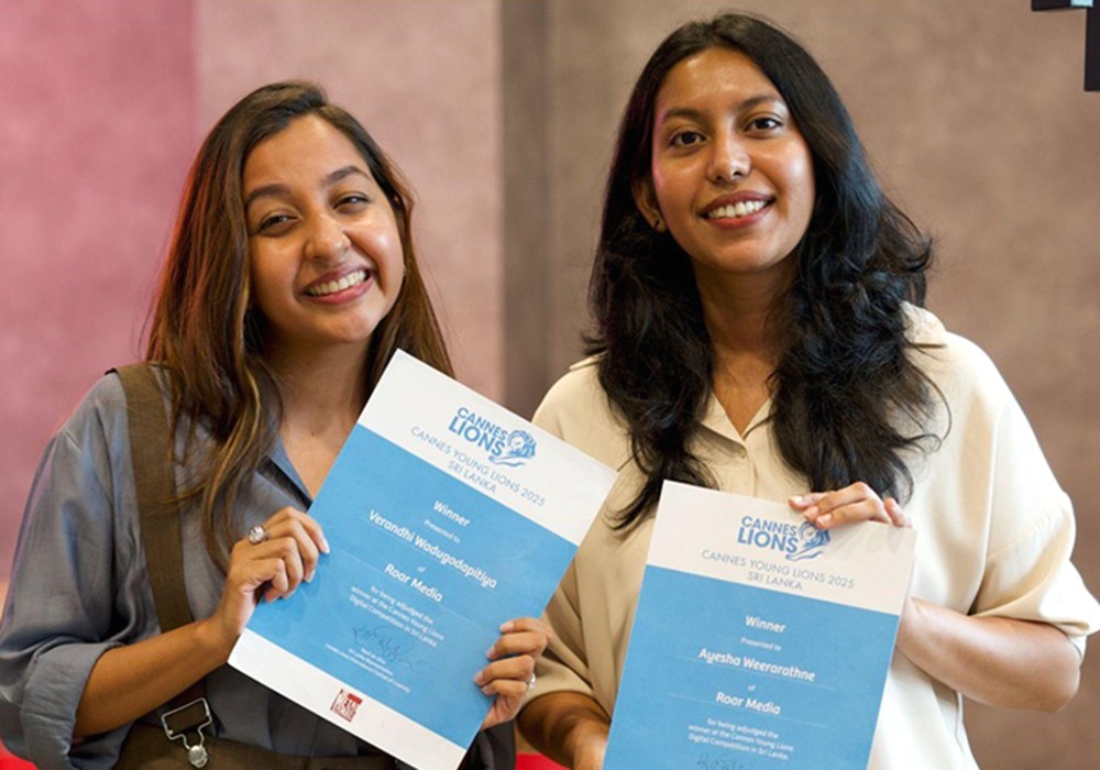 Roar Media contestants at the Cannes Lions International festival - Verandhi Wadugodapitiya and Ayesha Weerarathne