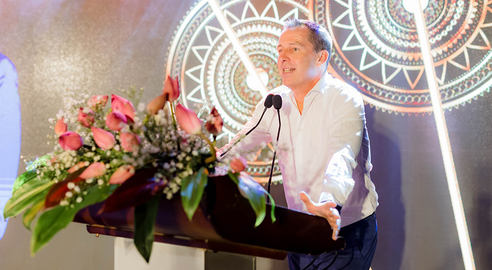 Bernhard Stefan, Managing Director of Nestlé Sri Lanka, commends Celeste’s innovation and rapid growth during his keynote address at the 5th anniversary celebration