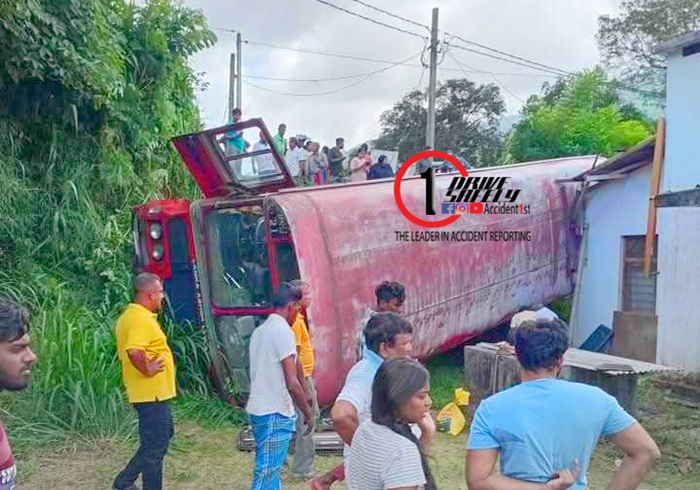 Bus topples over due to driver’s door suddenly opening
