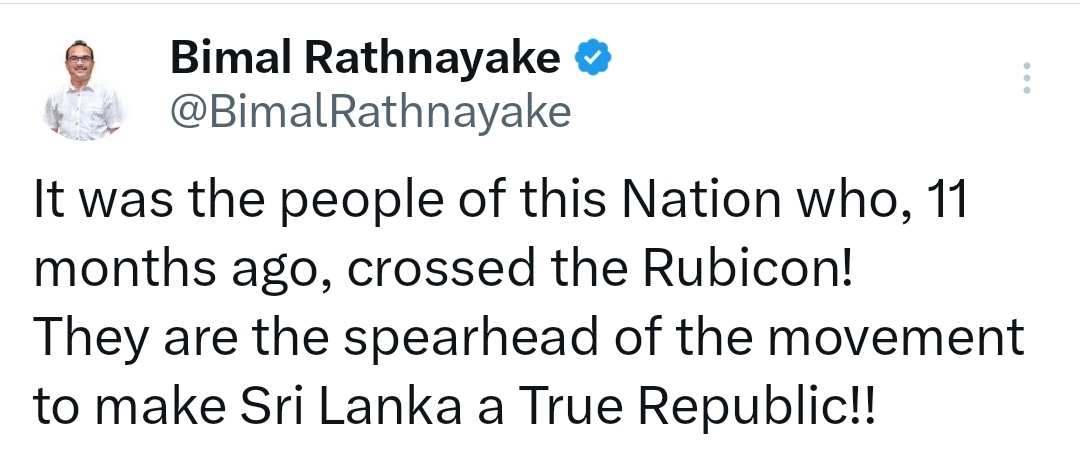 People of Sri Lanka crossed the Rubicon to build a true republic – Bimal Ratnayake