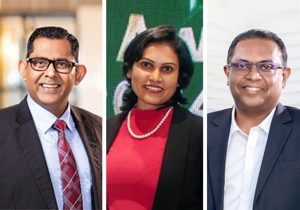 L to R: Damith Pallewatte, Managing Director /CEO of HNB, Dr. Kumudu Megasooriya, MD/CEO of TECXA and Channa de Silva, Chairman of the FinTech Forum, Sri Lanka,