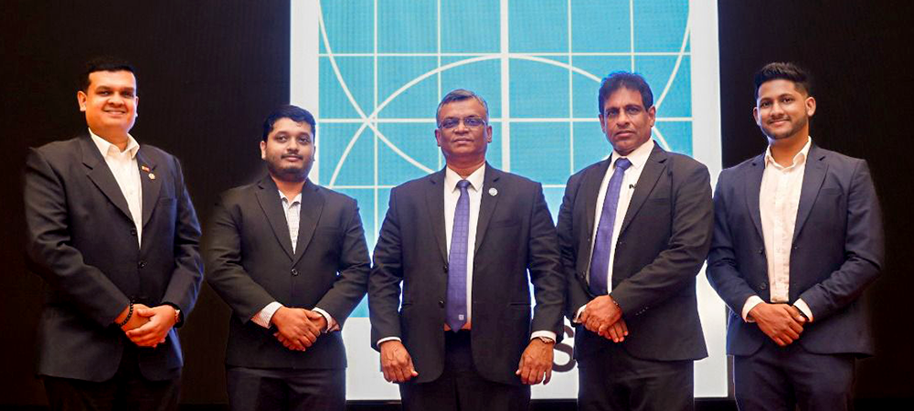 Leadership of Futurity and IESL at the partnership announcement for Techno 2025. From left: Dimitri Abeyratne (Head of Business, Futurity), Supun Kaluarachchi (Co-Founder & Director, Futurity), Eng. Kosala Kamburadeniya (IESL President Elect & Chairman, Techno 2025), Eng. Neil Abeysekera (CEO, IESL), and Venuka Wijethunga (Co-Founder & Director, Futurity)