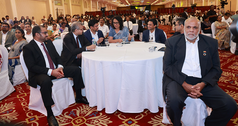 Prime Minister Dr. Harini Amarasuriya and distinguished guests share a table during the GEW Sri Lanka 2025 Launch reflecting collaboration and a shared vision for