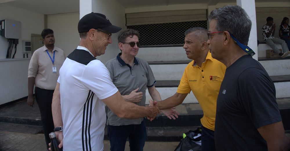 Rob Morrison, HE David Pine – NZ high commissioner for SL and Maldives with Cricketing Legend Roshan Mahanama and T. Rajah – Chairman Tour Org Committee