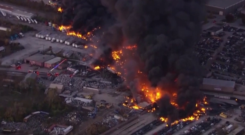 Massive flames: US plane crash caught on camera