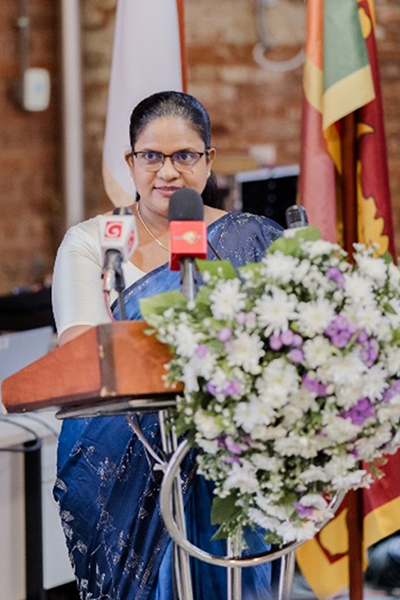 Professor Thushari Silva, Professor in Artificial Intelligence, University of Moratuwa ,delivering the keynote speech on “Responsible AI for a Digital Future: Innovation, Trust, and Human-Centered Intelligence”