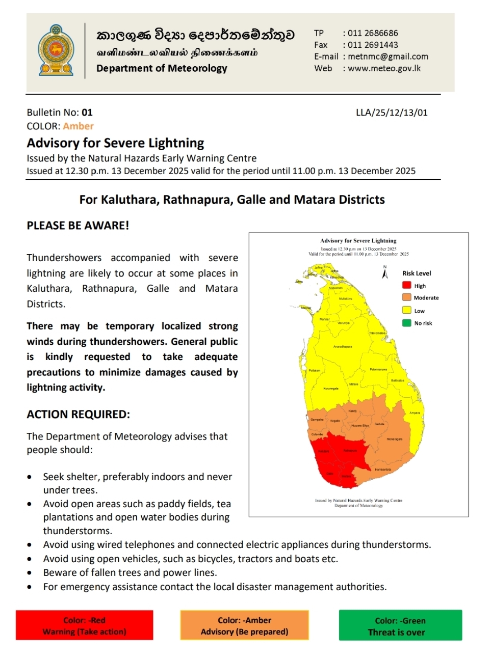 Severe Lightning alert issued for 4 districts