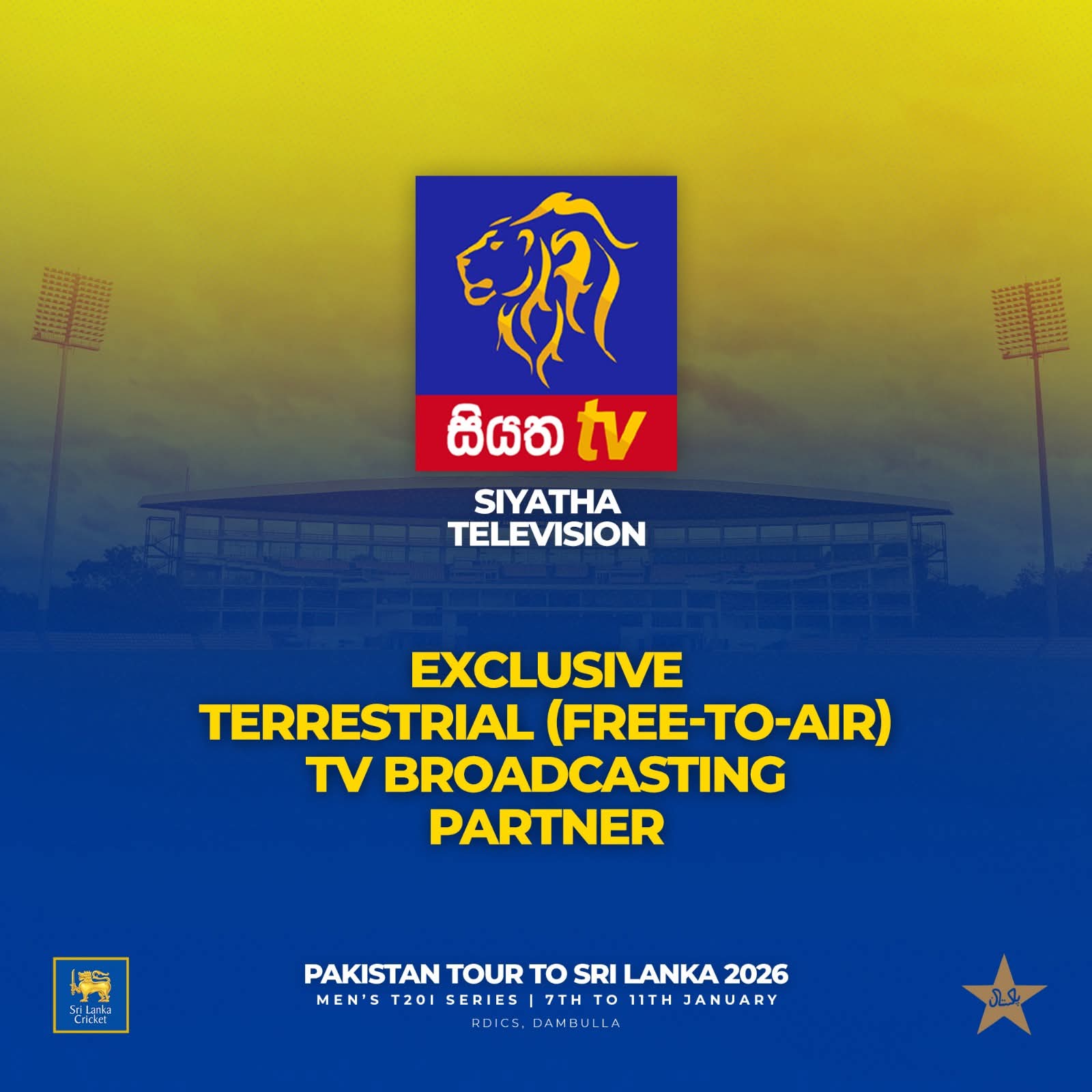 Local broadcasting partners announced for Sri Lanka vs Pakistan T20I series