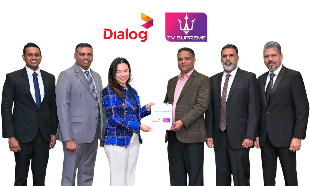 Left to right: Yamith Anuradha, Senior Product Manager – Media and Home Business, Dialog Axiata PLC; Pubudu Aluthgedara, Vice President / Head of Media and Home Business, Dialog Axiata PLC; Lim Li San, Group Chief Operating Officer, Dialog Axiata PLC; R.M. Manivannan, Chairman, Supreme Global Holdings; Thambithurai Lokeshwaran, Group Chief Executive Officer, Supreme Global Holdings; Satish Iyer, Chief Business Officer, TV Supreme