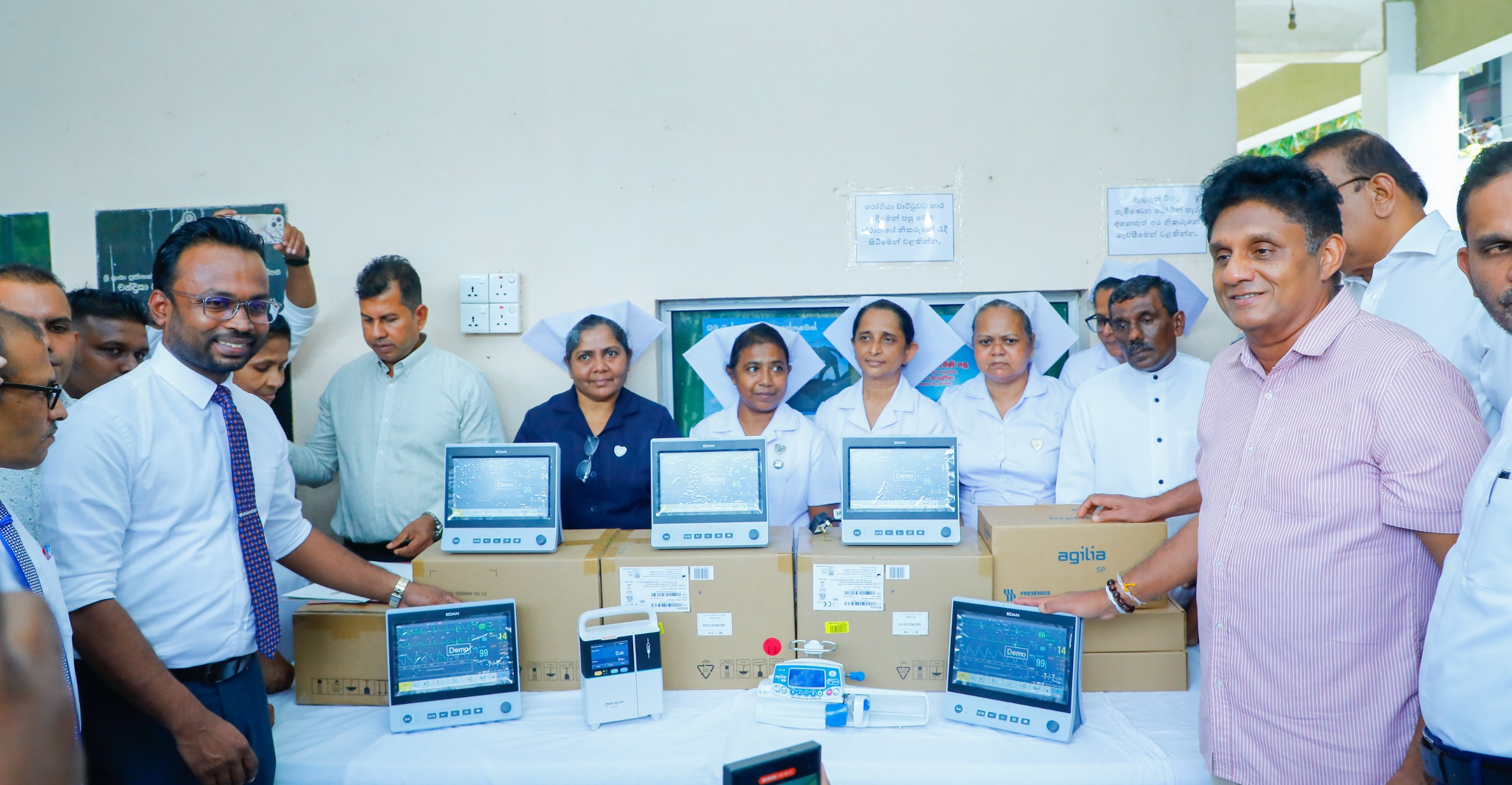 Sajith donates Rs. 2.8m worth of hospital equipment, questions govt relief delivery
