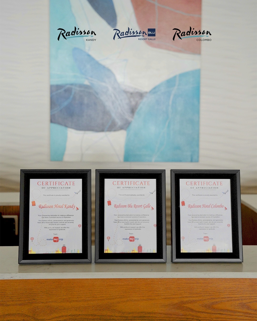 Radisson Hotels in Sri Lanka Honored with Prestigious MakeMyTrip (MMT) Awards