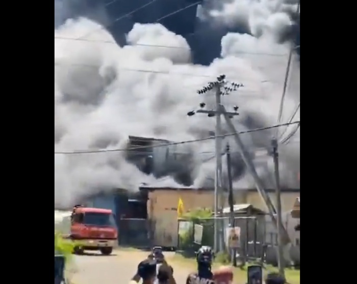 Fire erupts at Kurunegala helmet factory