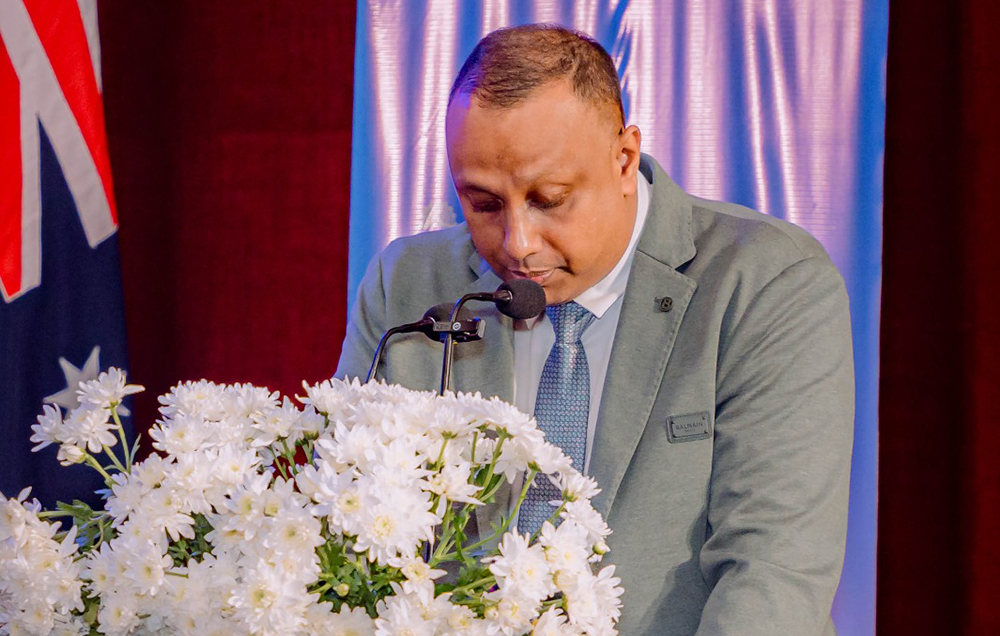 Isuru Yapa, CEO of Sirius Migration, sharing his remarks with guests