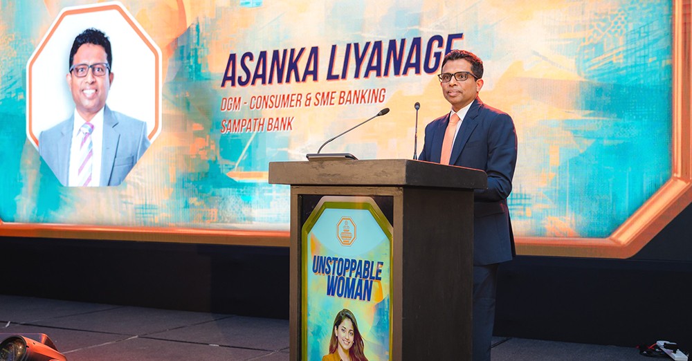Asanka Liyanage, DGM – Consumer & SME Banking, Sampath Bank addressing the audience.