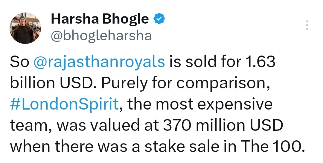 Rajasthan Royals sold for US$ 1.63 billion