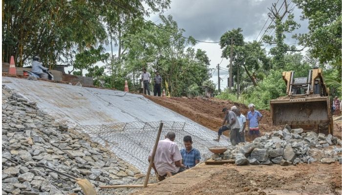 Ambatale flood protection embankment undergoing repairs after seepage concerns