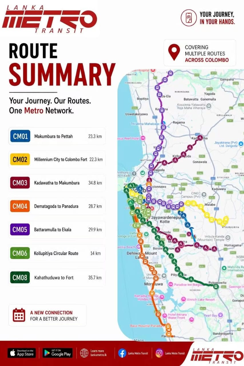 Route maps released for new Colombo metro bus service