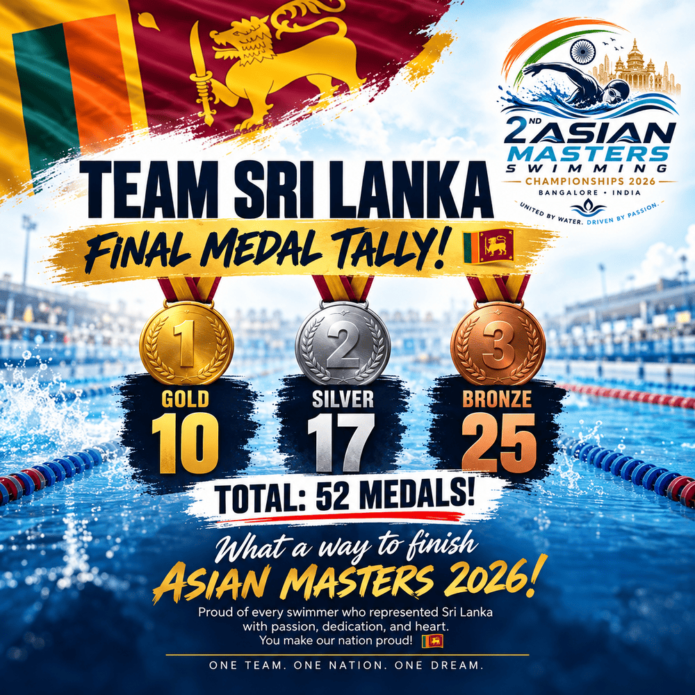 Sri Lanka Finishes Second with 52 Medals at Asian Masters Swimming Championships 2026